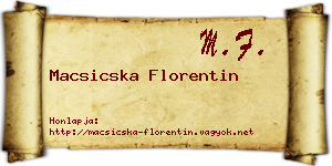 Macsicska Florentin névjegykártya